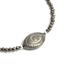 Load image into Gallery viewer, 925 Sterling Silver Natural Pyrite Evil Eye Beads Bracelet, Gift For Women, Silver Jewelry (Pyrite)
