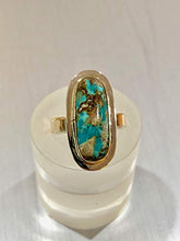 Load image into Gallery viewer, Bisbee Turquoise Ring Solid 18k 14k Gold Sterling Silver
