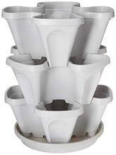 Load image into Gallery viewer, 3 Tier Stackable Garden - Indoor / Outdoor Vertical Planter Set - Self Watering Tiers From Top Down - Grow Fresh Herbs In The Kitchen or Patio - Smart Planting Pots - Used for Strawberries Herbs Peppers Flowers and Succulents (Stone)
