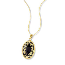 Load image into Gallery viewer, Ross-Simons Oval Black Onyx and 14kt Yellow Gold Pendant Necklace
