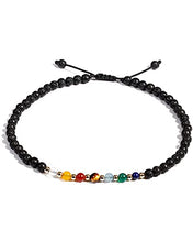 Load image into Gallery viewer, Jewever 7 Chakra Ankle Bracelets for Women Beach Foot Healing Crystals Lava Rock Essential Oils Diffuser Worry Stone Energy Balancing Meditation Yoga gifts
