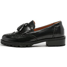 Load image into Gallery viewer, Womens Slip On Tassel Oxfords Low Heel Brogue Dress Loafers Black

