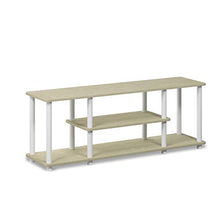Load image into Gallery viewer, Furinno Turn-N-Tube No Tools 3D 3-Tier Entertainment TV Stand up to 50 inch TV, Round Tubes, Cream Faux Marble/Mustard
