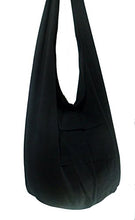 Load image into Gallery viewer, Rare Asian East Hippie Hobo Cotton Sling Cross-body Handmade, Black, Size Medium
