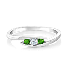 Load image into Gallery viewer, Gem Stone King 18K White Gold Ring 0.27 Ct White Created Sapphire Green Simulated Tsavorite (Size 7)
