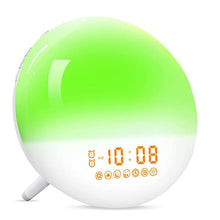 Load image into Gallery viewer, Sunrise Alarm Clock, Wake Up Light with Dual Alarms Clock for Bedrooms, Smart Alarm Clock for Heavy Sleepers Adults Kids, 7 Nature Sounds &amp; Snooze, FM Radio, 7 Colors Ambient Lamp, Ideal for Gift
