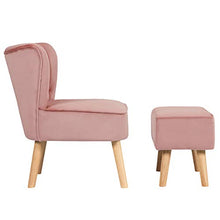Load image into Gallery viewer, Giantex Velvet Accent Chair with Ottoman, Modern Tufted Upholstered Chair with Footrest, Firm Wood Legs, Leisure Single Club Chair Set for Living Reading Room Bedroom (Pink)
