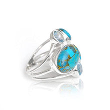 Load image into Gallery viewer, YoTreasure Blue Turquoise &amp; Topaz 925 Sterling Silver Statement Ring Gemstone Jewelry
