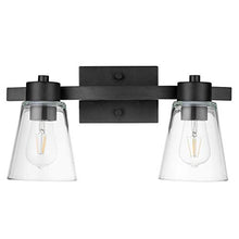 Load image into Gallery viewer, Prominence Home Fairendale 2 Light Matte Black Bathroom Vanity Light with Clear Glass
