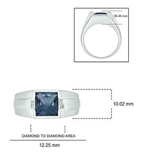 Load image into Gallery viewer, Diamond Accent Blue Topaz Men�s Ring in 925 Sterling Silver, Men�s 8mm Genuine Blue Topaz and Diamond Accent Polished Shank Ring, Modern Silver Blue Topaz Ring for Men, SZ-10
