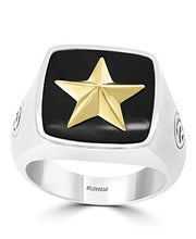Load image into Gallery viewer, Effy 925 Sterling Silver &amp; 18K Yellow Gold Onyx Star Ring, 5 TCW IRS0N674XX
