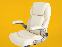 Load image into Gallery viewer, AmazonCommercial Ergonomic High-Back Bonded Leather Executive Chair with Flip-Up Arms and Lumbar Support, Cream
