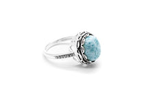 Load image into Gallery viewer, Larimar Gemstones with 925 Sterling Silver Ring Jewelry for Women
