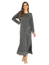 Load image into Gallery viewer, Ekouaer Womens Nightshirt Long Sleeves Dress Nightgown Round Neck Sleepshirt Casual Loose Soft Sleepwear
