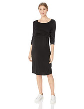 Load image into Gallery viewer, Motherhood Maternity Women's Maternity Nursing Long Sleeve Lift Up Dress with Tunnel Tie Detail, Black, Small
