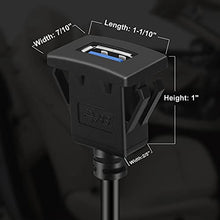 Load image into Gallery viewer, BATIGE Square Single Port USB 3.0 Panel Flush Mount Extension Cable with Buckle for Car Truck Boat Motorcycle Dashboard 3ft
