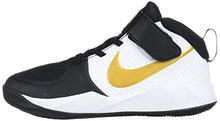 Load image into Gallery viewer, Nike Unisex-Kid's Team Hustle D 9 Pre School Basketball Shoe, Black/Metallic Gold-White, 3Y Regular US Little Kid
