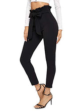 Load image into Gallery viewer, Floerns Women's Stretchy Workwear Office Skinny Pants with Belt A Black S
