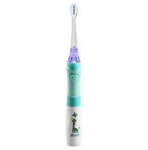 Load image into Gallery viewer, SEAGO Kids Electric Toothbrush, Sonic Tooth Brush Soft Bristles Battery Powered with Smart Timer and Colorful LED Waterproof for Baby &amp; Kids with 2 Soft Bristles, Green
