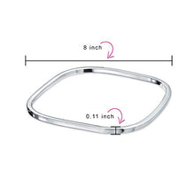 Load image into Gallery viewer, Solid Square Shape Stackable Smooth Polished Bangle Bracelet For Women For Girlfriend Polished 925 Sterling Silver
