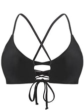 Load image into Gallery viewer, RELLECIGA Women's Strappy Longline Triangle Bikini Top (Small, Fuchsia)

