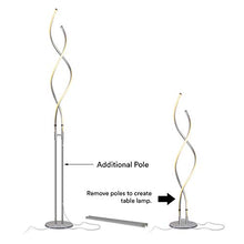 Load image into Gallery viewer, Brightech Embrace - Modern LED Spiral, 2 in 1 Lamp for Living Rooms - Contemporary Bright Lighting, Standing 40" Tall End Table Lamp Adjustable to 66" Floor Lamp - Dimmer Built In - Silver
