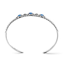 Load image into Gallery viewer, American West Sterling Silver Blue Denim Lapis Gemstone Three Stone Friendship Cuff Bracelet Size Medium
