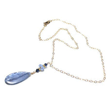 Load image into Gallery viewer, Ice Blue Kyanite Flat Teardrop Chain Necklace Sterling Silver or Gold-Filled
