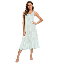 Load image into Gallery viewer, FMIRREO Womens Sleeveless Long Nightgown Cotton Loungewear Comfy Soft Sleepwear Full Length Sleep Dress Loose Nightdress Print purple green-XL
