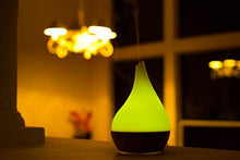 Load image into Gallery viewer, XBrand Bamboo/Glass Aromatherapy Essential Oil Diffuser &amp; Color Changing Mist Humidifier, 10 Inch Tall, Brown &amp; White
