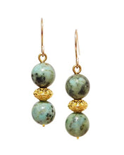 Load image into Gallery viewer, African Turquoise Gold-Filled Earrings
