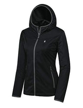 Load image into Gallery viewer, Little Donkey Andy Women's Lightweight Hooded Softshell Jacket for Running Travel Hiking, Windproof, Water Repellent Black Size L
