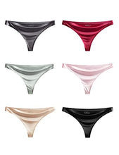 Load image into Gallery viewer, Thonviilane Seamless Thongs For Women Pack Of 6 Sexy Underwear Breathable Sparkled Ice Silk Fabric No Show panties (Dark Gray, Wine Red, Light Green, Pink, Apricol, Black, x_l)

