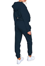 Load image into Gallery viewer, VamJump Womens 2 Piece Solid Tracksuit Set Full Zip-up Hooded Sweatshirts Sweatpant Set,Dark Blue,S
