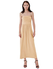 Load image into Gallery viewer, GRACE KARIN Women Strapless Ruched Maxi Dress with Pocket Size XL Light Coffee
