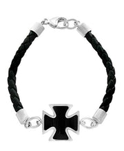 Load image into Gallery viewer, Effy 925 Sterling Silver/Leather Onyx Bracelet, 3.5 TCW IBK0K219XX
