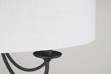 Load image into Gallery viewer, Kira Home Quinn 21" Traditional 5-Light Chandelier + White Linen Drum Shade, Oil-Rubbed Bronze Finish
