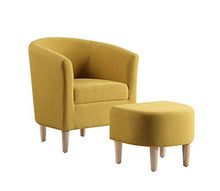 Load image into Gallery viewer, DAZONE Modern Accent Chair, Upholstered Arm Chair Linen Fabric Single Sofa Chair with Ottoman Foot Rest Mustard Yellow

