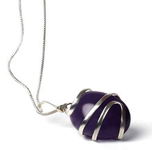 Load image into Gallery viewer, Raw Purple Amethyst Crystal Pendant Necklace –Focus Relax Concentrate Calm Natural Stress Aid Soothe Mind Emotions - Authentic Stone on Silver Plated 18" Chain Real Gemstone Chakra Healing Charm
