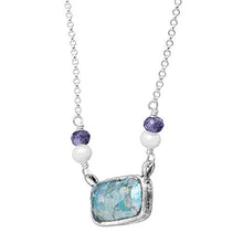 Load image into Gallery viewer, Silpada 'Pons Drusi' 4-4.5 mm Freshwater Cultured Pearl &amp; Roman Glass &amp; Natural Iolite Necklace in Sterling Silver
