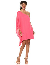 Load image into Gallery viewer, cupcakes and cashmere Women's Deliz Crepe one Shoulder Cape Sleeve Dress, Hibiscus, Small
