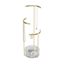 Load image into Gallery viewer, Umbra Tesora 3-Tier Jewelry Stand, Earring Holder, Accessory Organizer and Display, Glass/Brass
