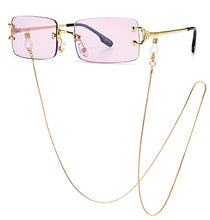 Load image into Gallery viewer, Retro Square chain Sunglasses For Men Women Rectangle Rimless Eyewear Ultra-Small Glasses
