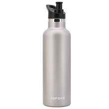 Load image into Gallery viewer, TOPOKO 25 OZ Hydro Double Wall Flask Stainless Steel Water Bottle, Bite Valve Top, Vacuum Insulated, Sweat Proof, Leak Proof Sports Thermos. Standard Mouth 25oz, BPA-Free, Keep Cold 24 Hours (Gray)
