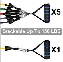 Load image into Gallery viewer, ARAZ Elastic Bands for Exercise - 5-Piece Workout Equipment - Portable Home Gym Accessories Stackable Up to 150 lbs. - Excellent Muscle Builder for Arms, Back, Leg, Chest, Belly, Glutes

