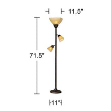 Load image into Gallery viewer, Torchiere Floor Lamp Roman Bronze Frosted Champagne Amber Glass 3-Light Dimmable for Living Room Reading - Franklin Iron Works
