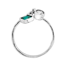 Load image into Gallery viewer, Silpada 'Dream in Blue-Green' Charm Ring with Compressed Turquoise &amp; Cubic Zirconia in Sterling Silver, Size 8
