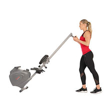 Load image into Gallery viewer, Sunny Health &amp; Fitness Compact Folding Magnetic Rowing Machine with LCD Monitor, Bottle Holder, 43 Inch Slide Rail, 285 LB Max Weight - Synergy Power Motion - SF-RW5801, Silver
