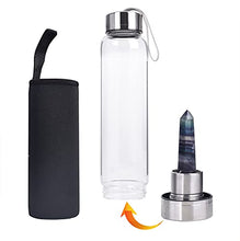 Load image into Gallery viewer, ChezMax Crystal Glass Water Bottle Energy Quartz Gemstone Water Bottle with Changeable Natural Crystal Center for Healing and Wellness

