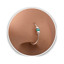 Load image into Gallery viewer, Turquoise Beads piercing Nose Hoop - 24 gauge very Thin Nose Hoop - 925 Sterling Silver Tiny Piercings Nose Rings hoop
